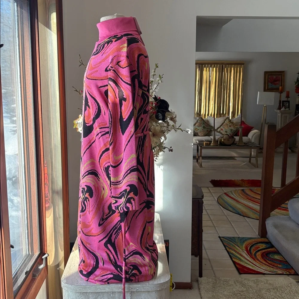 NWT Beautiful Zara Turtleneck pink, orange, black & lime green sweater dress. - Picture 2 of 11